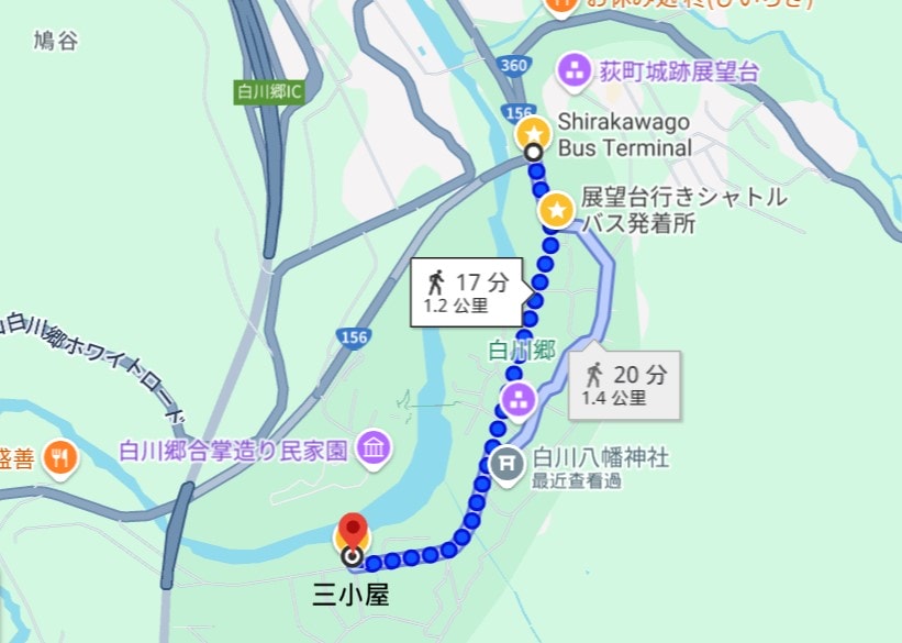 合掌村景點、交通、點燈時間總整理 - 第35張圖 三小屋位置