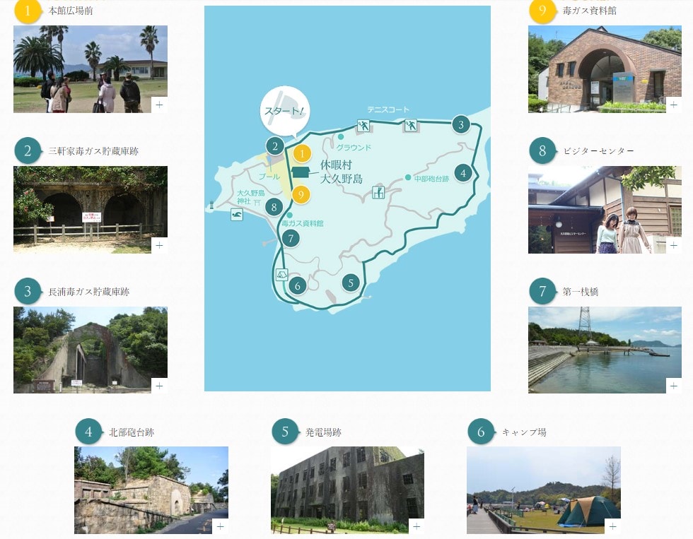 【廣島景點】超療癒日本兔子島大久野島-曾經消失在地圖上的毒氣島 - 第9張圖 大久野島地圖
