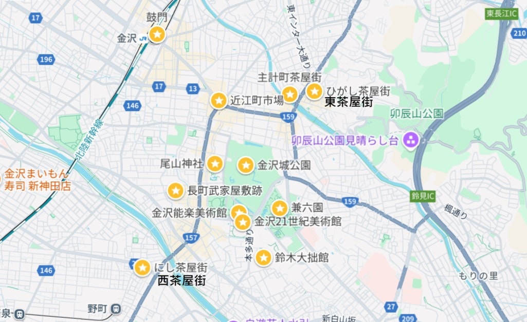 13個武家金澤景點!來趟不一樣的金澤深度旅遊! - 第11張圖 金澤景點地圖