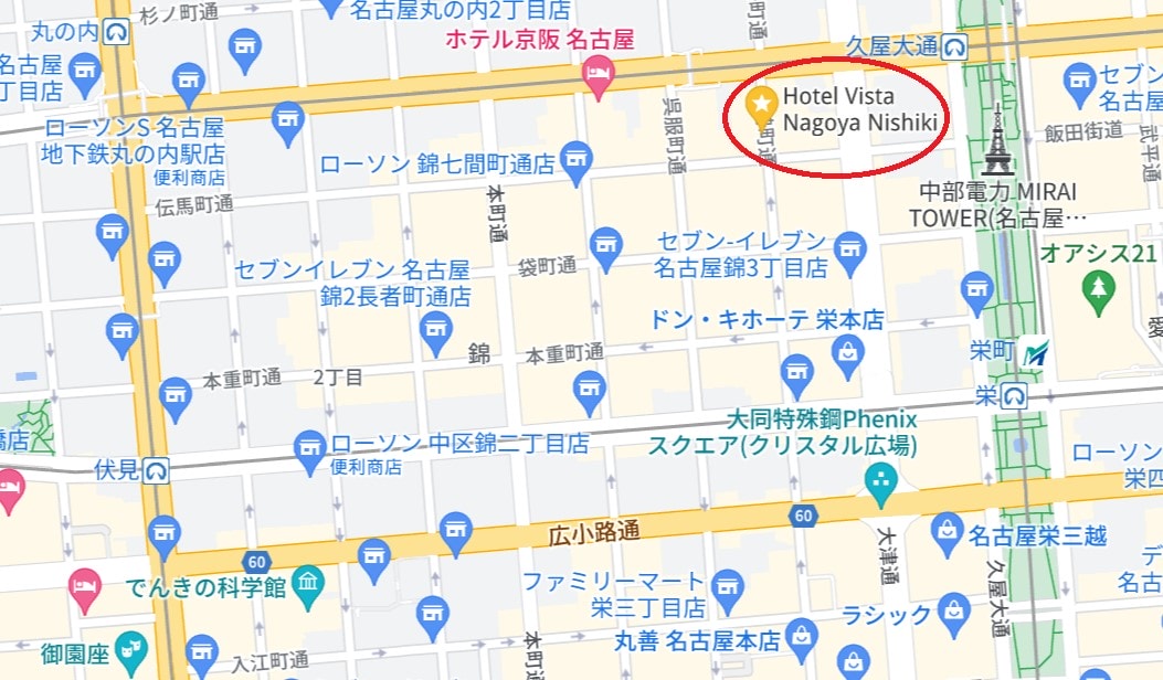 名古屋錦威斯特飯店位置
