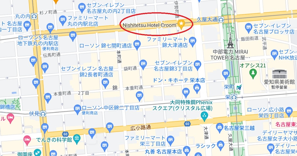 西鐵Croom飯店名古屋位置