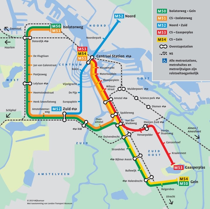 阿姆斯特丹地鐵(metro)地圖