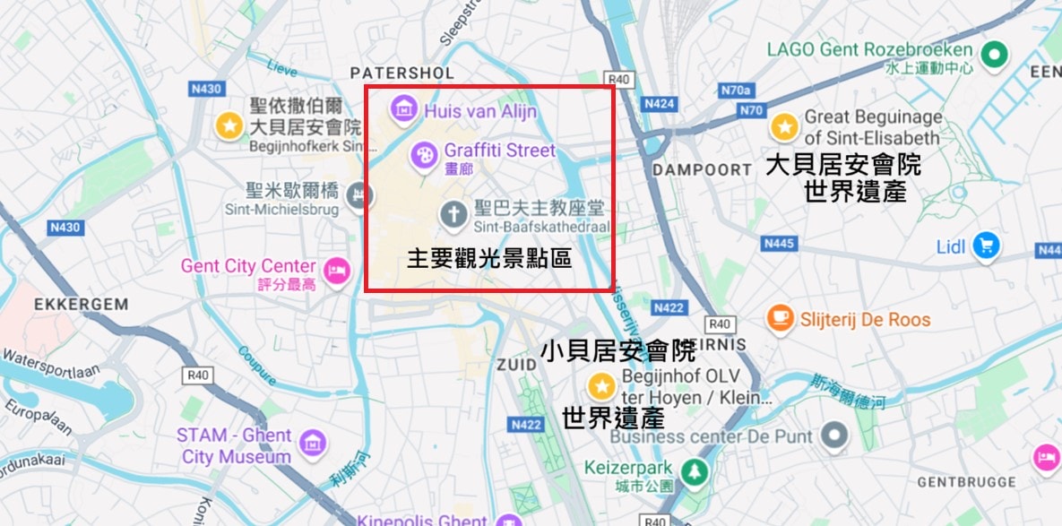 根特三座貝居安會院位置
