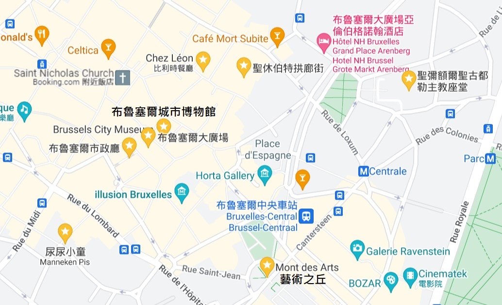 布魯塞爾景點地圖