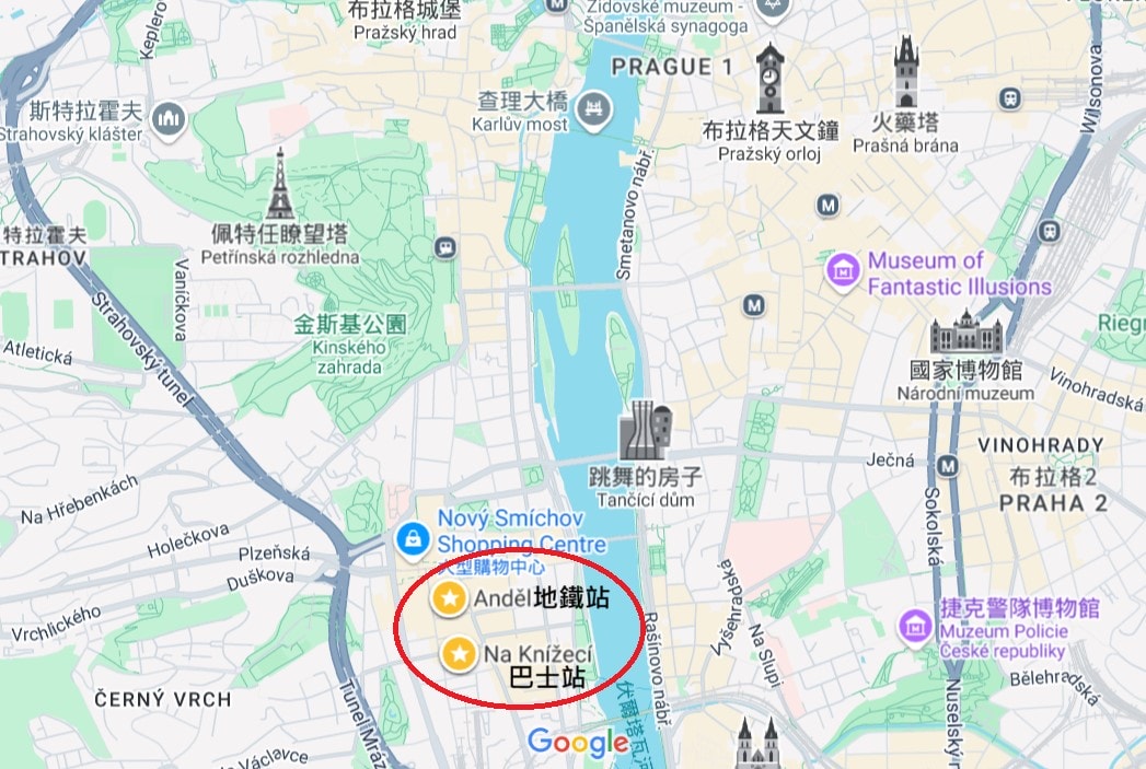 往庫倫洛夫的布拉格巴士站與地鐵站