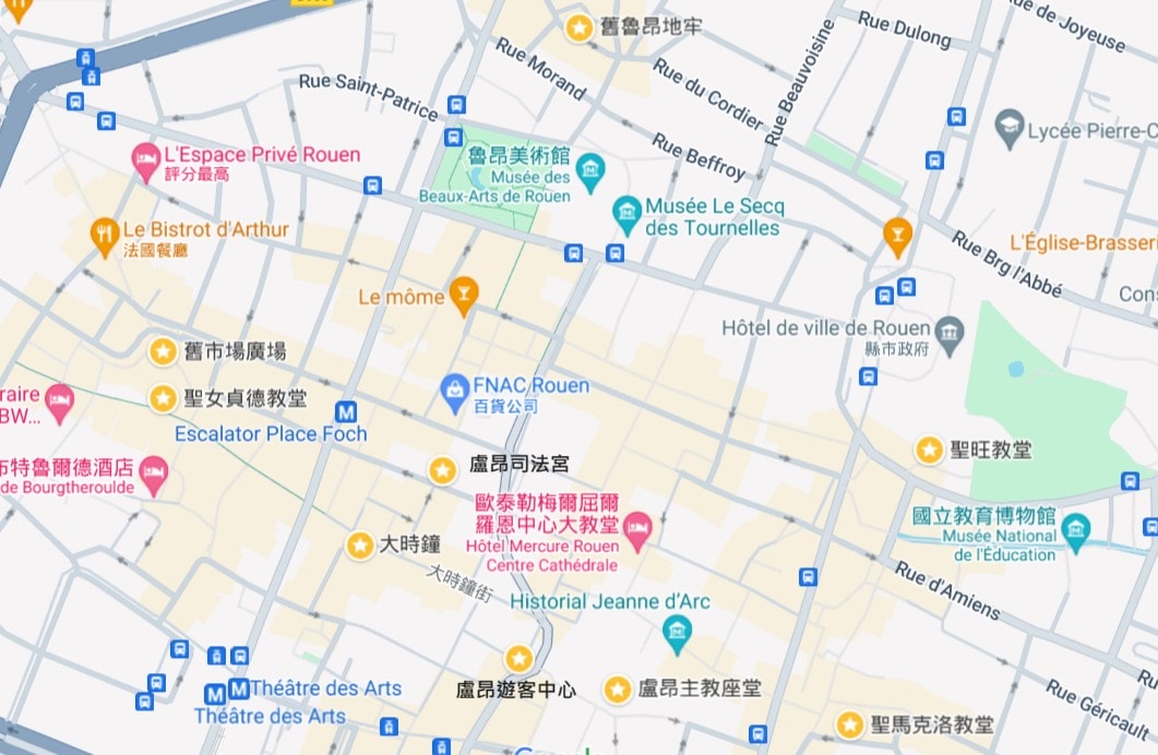 【法國盧昂自由行】10大盧昂景點!聖女貞德殉難地與哥德建築教科書! - 第2張圖 盧昂景點地圖