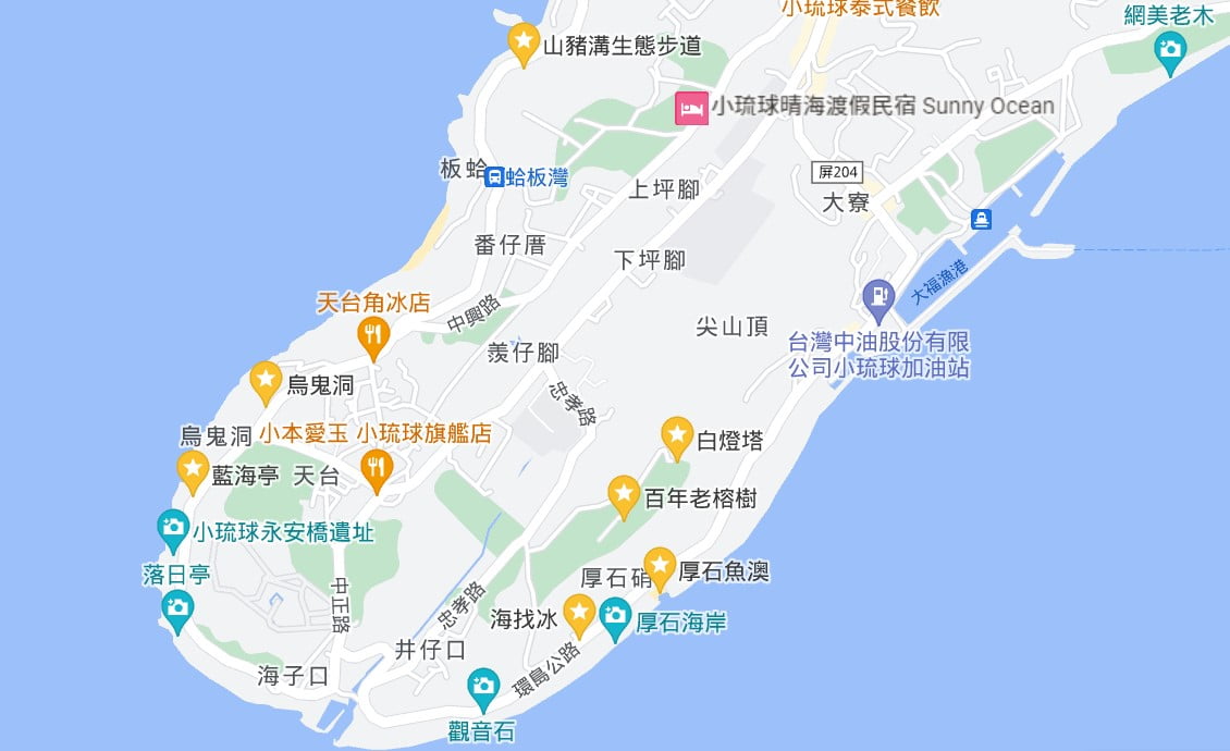 小琉球景點地圖南側
