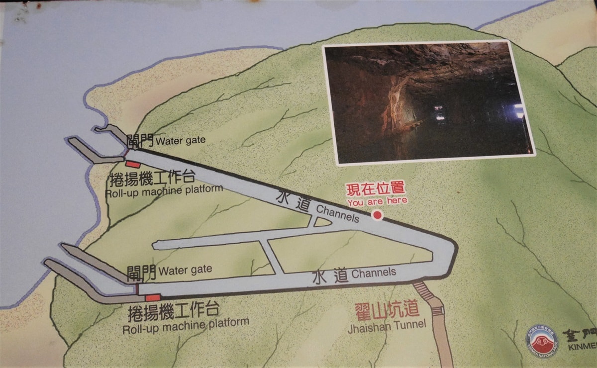 【金門翟山坑道】絕美鏡面水坑道-一探鬼斧神工的金門戰備坑道 - 第8張圖 翟山坑道地圖
