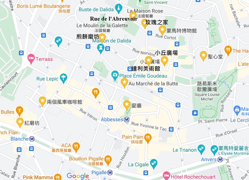 蒙馬特一日遊景點地圖