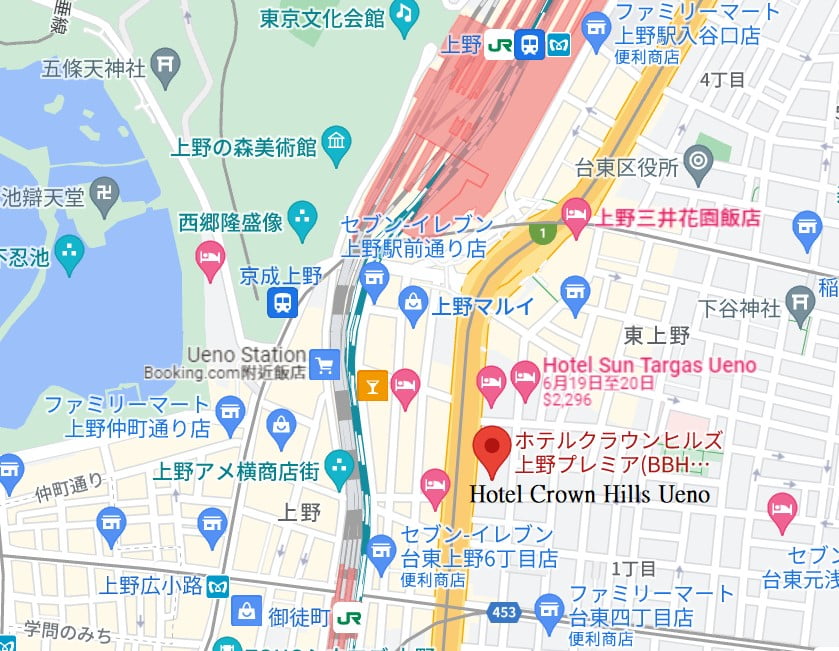 Hotel Crown Hills Ueno Premier位置