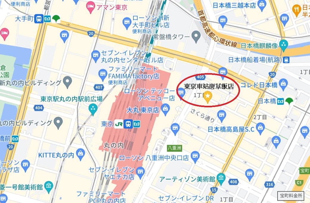 唐草飯店東京站位置