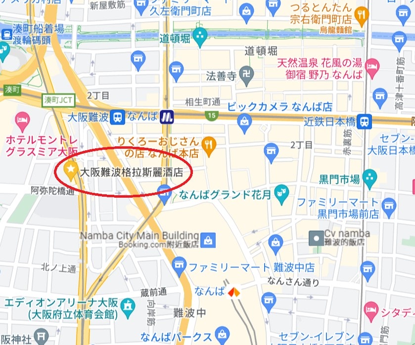 Top15高評價難波飯店-交通、逛道頓堀都方便 - 第105張圖 大阪難波格拉斯麗酒店位置
