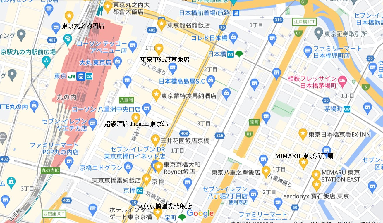 15間高評價東京車站住宿!平價、親子住宿通通有! - 第2張圖 東京車站飯店地圖