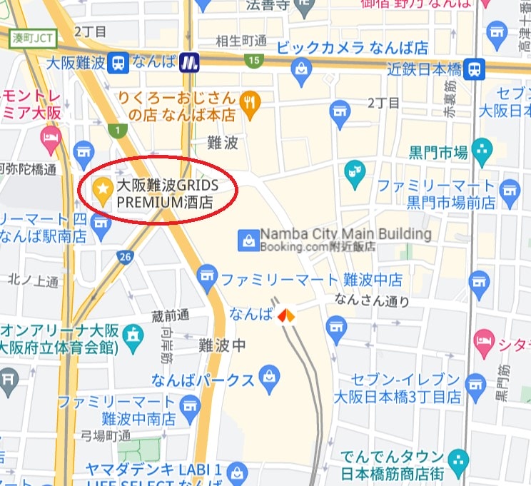 Top15高評價難波飯店-交通、逛道頓堀都方便 - 第77張圖 大阪難波GRIDS PREMIUM酒店位置