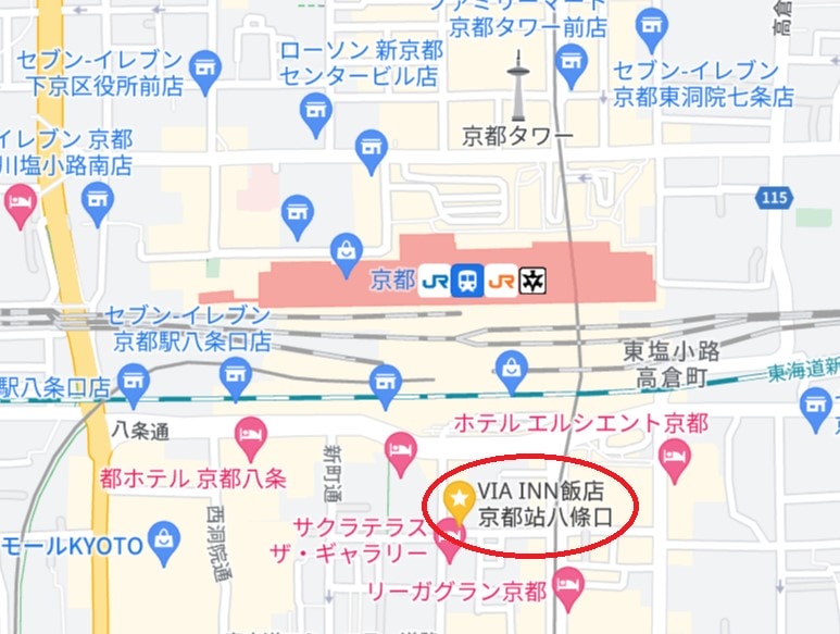 京都站八条口Via Inn Prime飯店位置