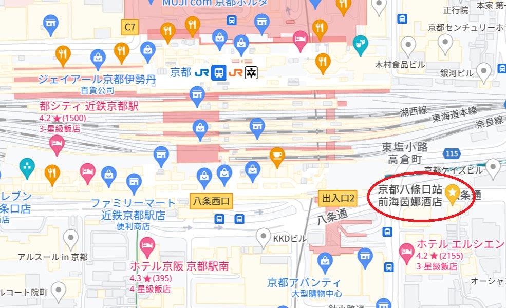 京都八条口海茵娜飯店位置