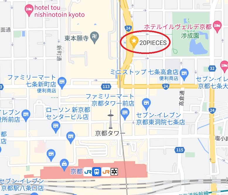 【京都20 PIECES飯店】寬敞空間與小廚房,家庭旅遊的絕佳選擇! - 第1張圖 京都20 PIECES飯店位置