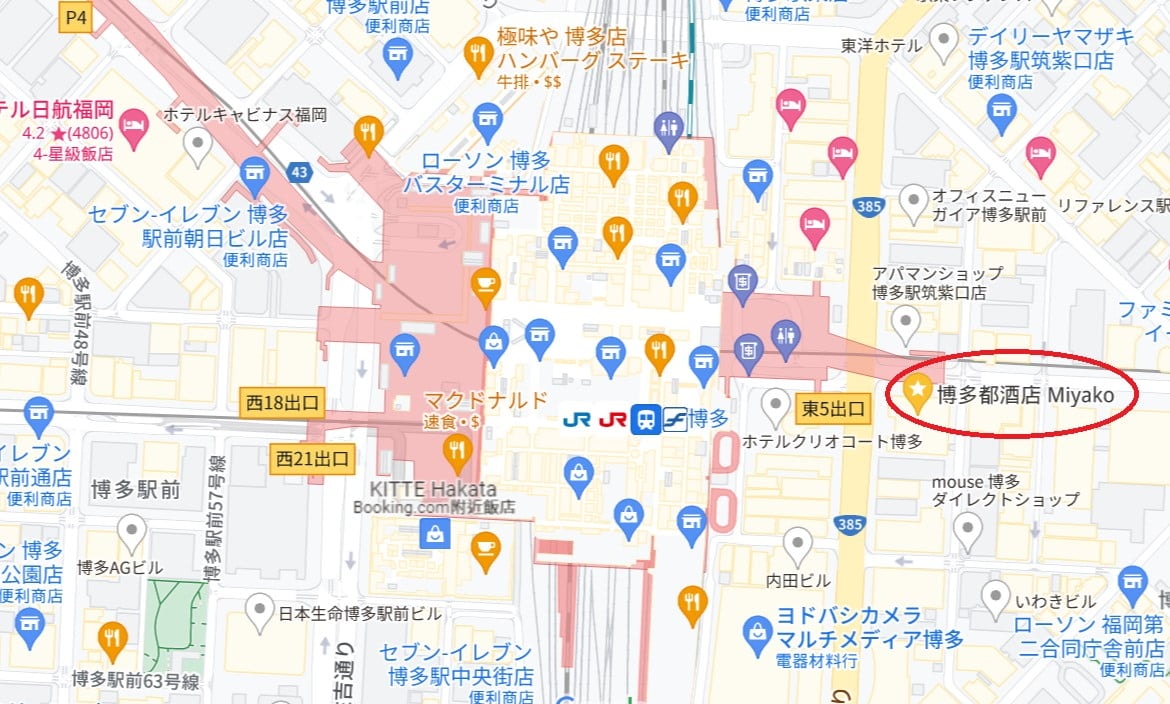 【博多都酒店】車站走路2分鐘!頂樓有SPA泳池的親子友善奢華住宿! - 第1張圖 博多都酒店位置
