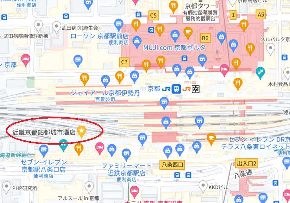 【近鐵京都站都城市飯店】鐵道迷最愛!交通、舒適度兼具的絕佳住宿! - 第1張圖 近鐵京都站都城市飯店位置