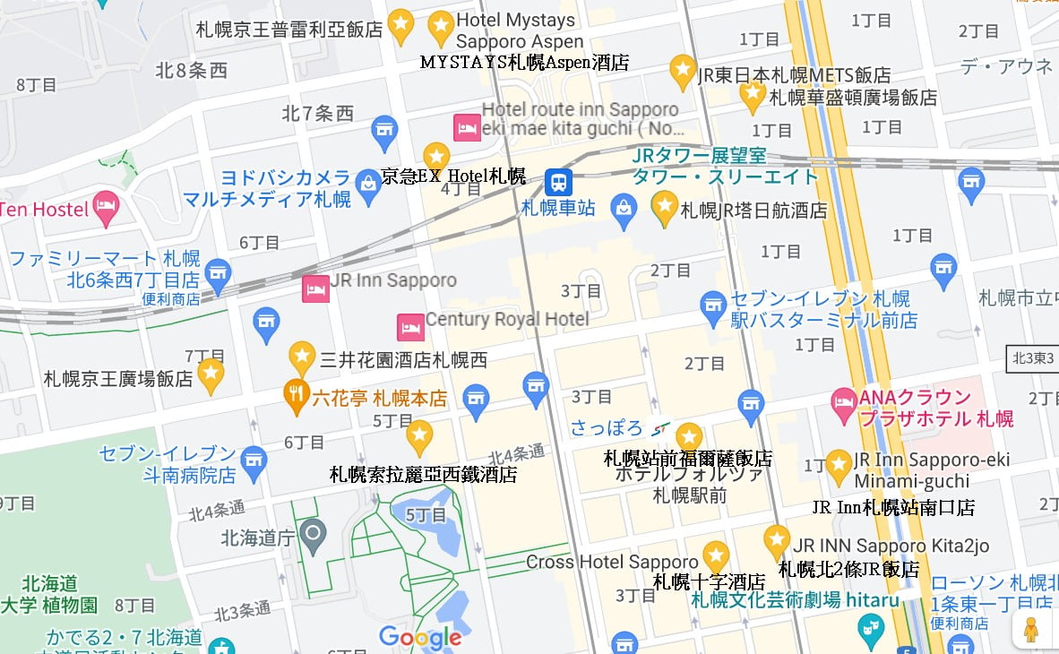 Top13間札幌車站飯店訂房指南-交通、購物都方便 - 第1張圖 札幌車站住宿飯店地圖