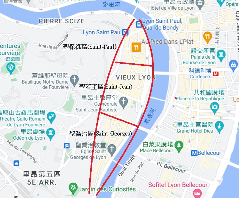 里昂老城区分布图