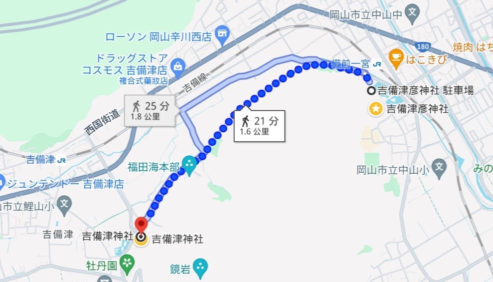 【岡山】吉備津神社、吉備津彥神社-兩大桃太郎神社半日遊 - 第36張圖 吉備津彥神社到吉備津神社道路