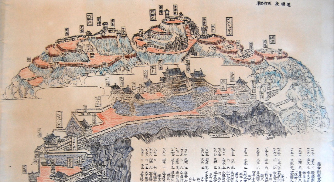 【岡山】備中松山城-日本現存12天守-備中高梁一日遊行程 - 第8張圖 戰國時代松山城復元圖