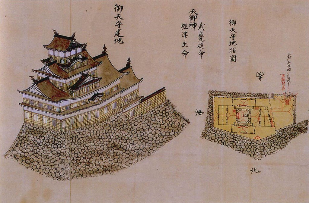 【岡山】岡山城半日遊-坐鎮於高地上的「烏城」黑武士 - 第15張圖 岡山城天守古繪圖