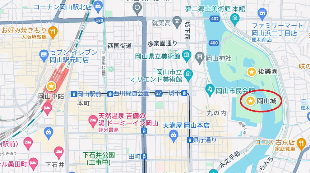 【岡山】岡山城半日遊-坐鎮於高地上的「烏城」黑武士 - 第1張圖 岡山城位置