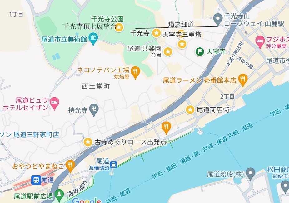【廣島】尾道一日遊-讓人一眼就愛上的山城小鎮、水道與瀨戶內海 - 第3張圖 尾道一日遊景點地圖