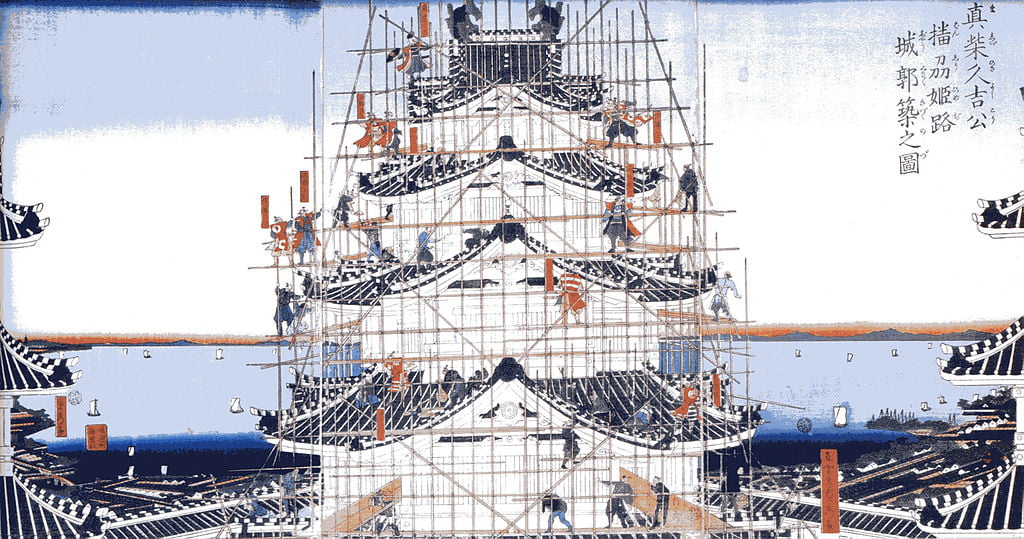 【姬路城一日遊】穿越400年的日本第一名城-遊覽古城結構大寶庫 - 第8張圖 歌川貞芳 真柴久吉公播州姫路城郭築之図