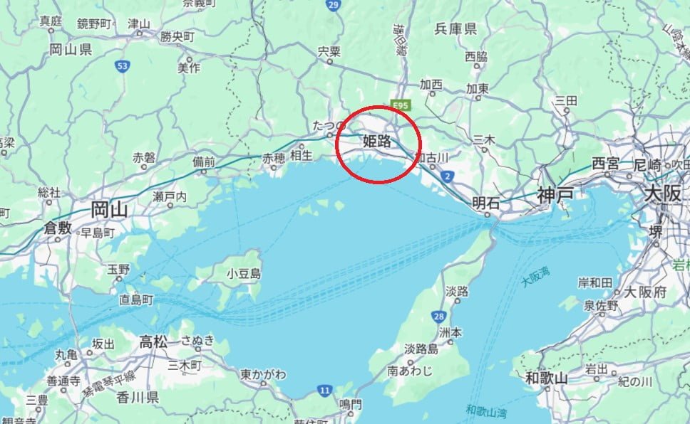 【姬路城一日遊】穿越400年的日本第一名城-遊覽古城結構大寶庫 - 第1張圖 姬路城位置
