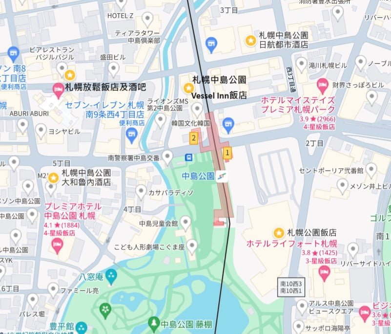 札幌中島公園住宿飯店地圖