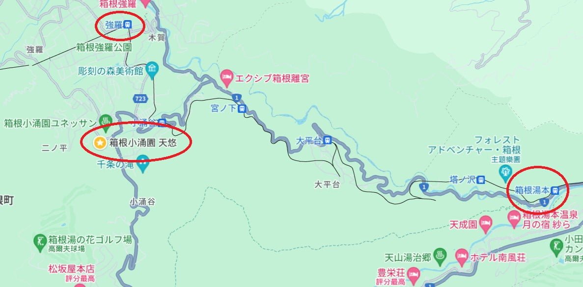 【箱根小涌園天悠旅館】超美無邊際溫泉池!山林環繞好放鬆! - 第1張圖 箱根小涌園天悠旅館位置