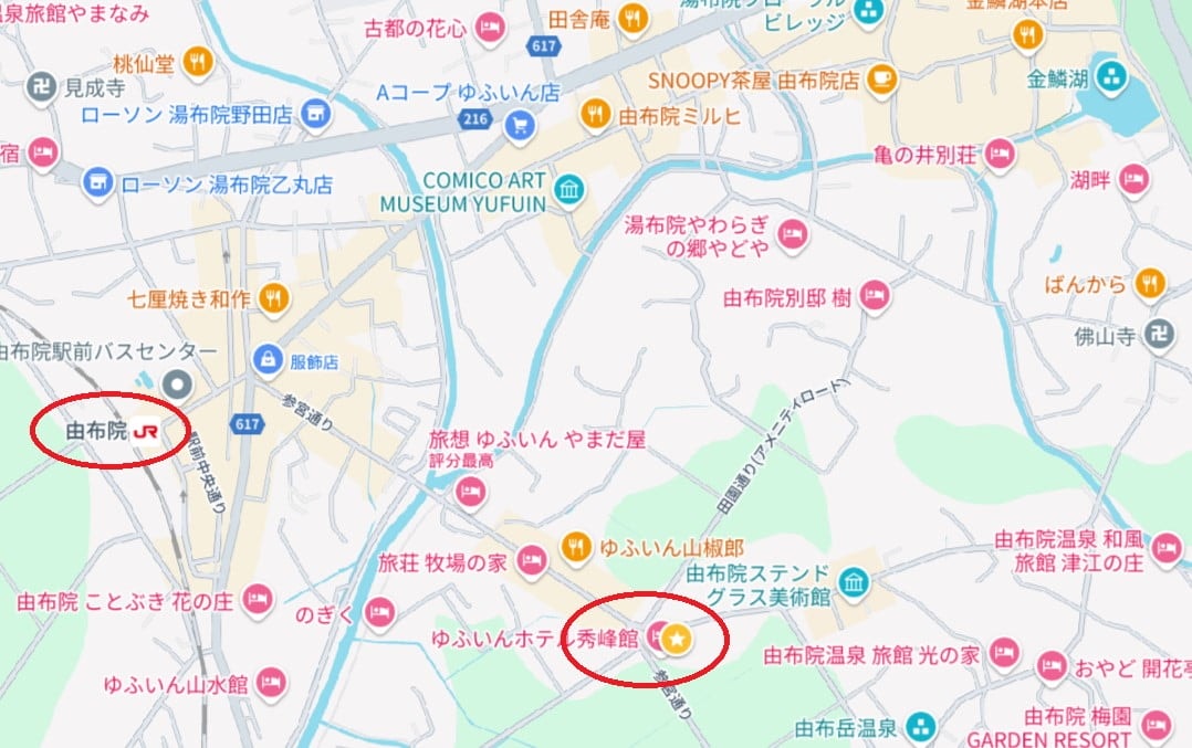 湯布院秀峰館飯店位置