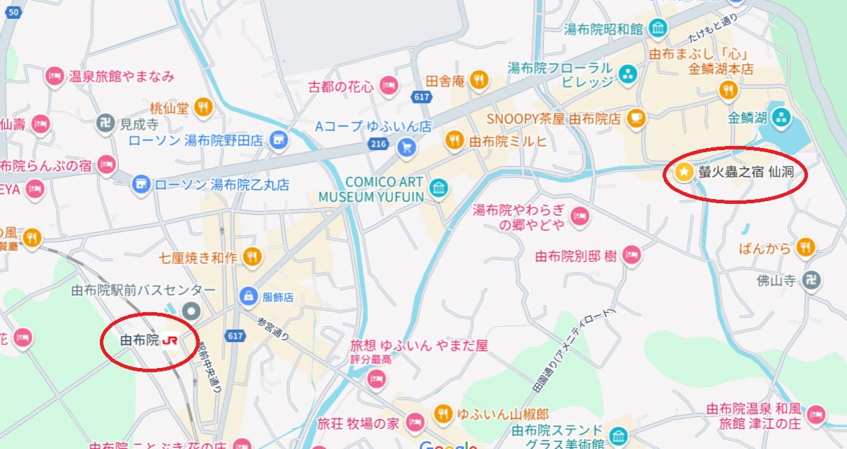 【由布院仙洞螢之宿】金鱗湖走路3分鐘!夏天有螢火蟲的溫泉旅館! - 第1張圖 由布院仙洞螢之宿位置