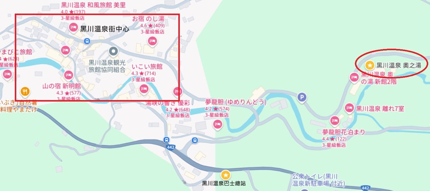 黑川奧之湯旅館位置