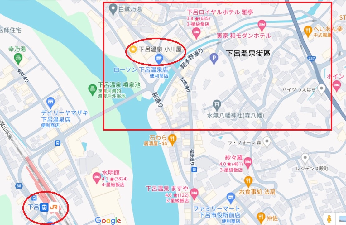 【下呂溫泉小川屋】5個大浴場、9間私人風呂任你泡!疊風呂超特別! - 第1張圖 下呂溫泉小川屋位置