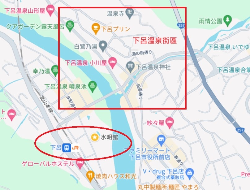 下呂溫泉水明館位置