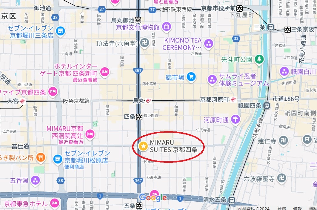 MIMARU SUITES京都四条位置