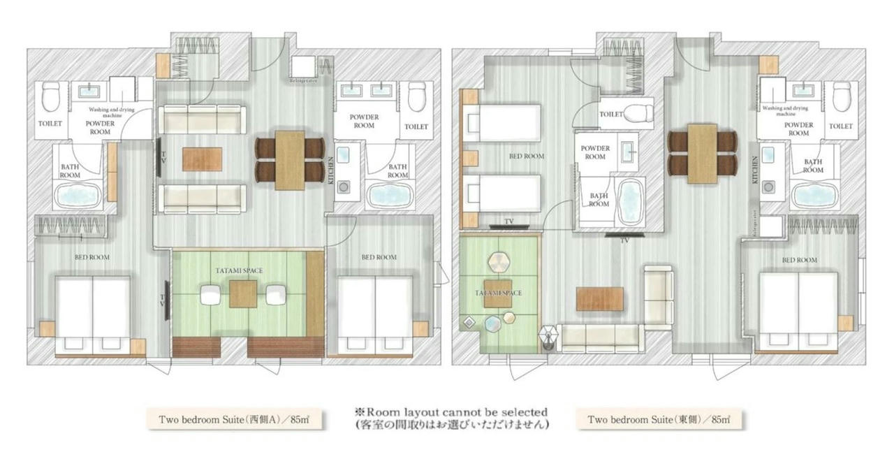 【MIMARU SUITES京都中央】家庭式公寓飯店!享受如在家一般的舒適! - 第6張圖 雙臥室日式套房平面圖